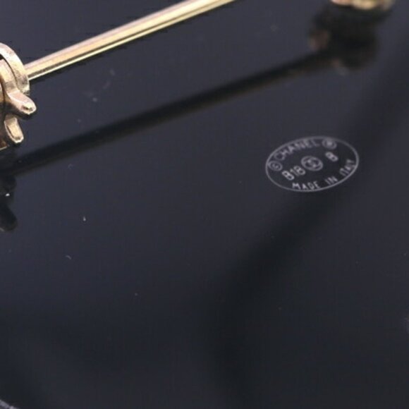 CHANEL Authentic Black Pearl Logo Brooch - Picture 3 of 4